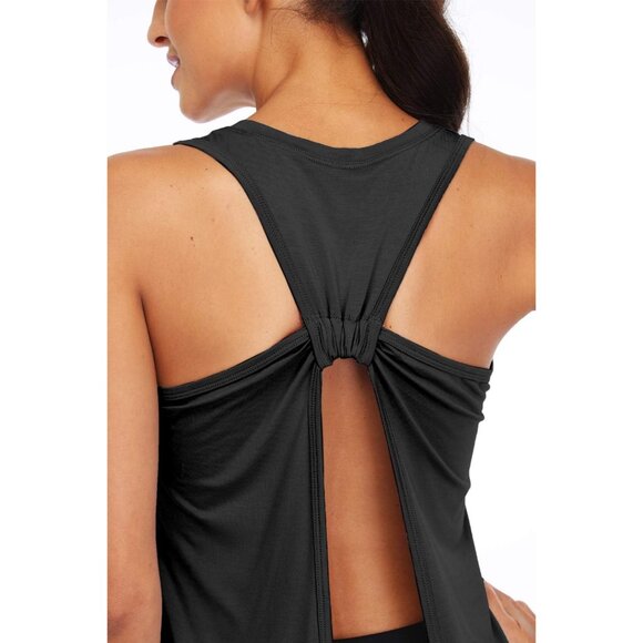 Open Back Yoga Tank Women Gym Workout Top Slim Fit Lightweight Breathable - Picture 5 of 5